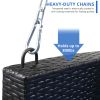 49in Black Rattan Blue Cushion Rattan Swing Chair(Swing frames not included)