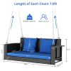 49in Black Rattan Blue Cushion Rattan Swing Chair(Swing frames not included)