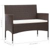 4 Piece Patio Lounge Set with Cushions Poly Rattan Brown