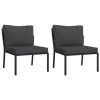 Patio Chairs with Gray Cushions 2 pcs 23.6"x29.1"x31.1" Steel