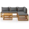 6 Piece Patio Lounge Set with Cushion Solid Acacia Wood