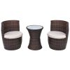 3 Piece Bistro Set with Cushions Poly Rattan Brown