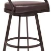 30 Inch Leatherette Barstool with Low Curved Back, Brown