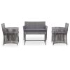 4 Piece Patio Lounge Set with Cushion Poly Rattan Anthracite