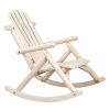 65*95*96cm Outdoor Courtyard Fir Wood Rocking Chair Log Color