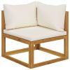 8 Piece Patio Lounge Set with Cushion Cream Solid Acacia Wood