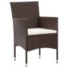 4 Piece Patio Lounge Set with Cushions Poly Rattan Brown