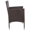 4 Piece Patio Lounge Set with Cushions Poly Rattan Brown