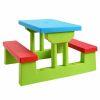 Kids Picnic Folding Table and Bench Set with Umbrella