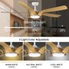 YUHAO 56 in.Farmhouse Integrated LED Faux Wood White Smart Ceiling Fan with Remote Control and DC Motor