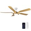 YUHAO 56 in.Farmhouse Integrated LED Faux Wood White Smart Ceiling Fan with Remote Control and DC Motor