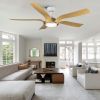 YUHAO 56 in.Farmhouse Integrated LED Faux Wood White Smart Ceiling Fan with Remote Control and DC Motor