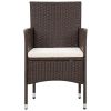 4 Piece Patio Lounge Set with Cushions Poly Rattan Brown