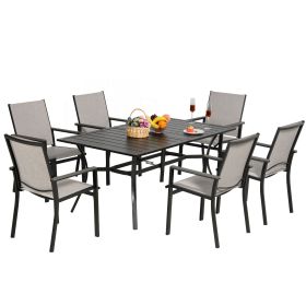 MEOOEM Patio Dining Set  Outdoor Furniture Bistro Metal Table Side Table and Metal Stackable Chairs;  Black (Style: Modern)