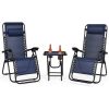 Pool Garden Patio Portable Zero Gravity Folding Reclining Lounge Chairs Table 3 Pieces Set