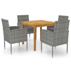 5 Piece Patio Dining Set Gray (Color: Grey)