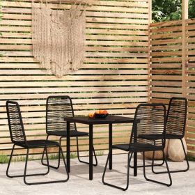 5 Piece Patio Dining Set Black (Color: Black)