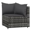 4 Piece Patio Lounge Set with Cushions Gray Poly Rattan