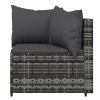 4 Piece Patio Lounge Set with Cushions Gray Poly Rattan