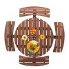 Circular Outdoor Wooden Picnic Table with Built-in Benches for Patio Backyard Garden; DIY; 1720lb Capacity; Natural/Gray