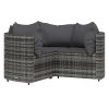 4 Piece Patio Lounge Set with Cushions Gray Poly Rattan