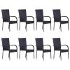 9 Piece Patio Dining Set Poly Rattan Black