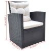 6 Piece Patio Dining Set with Cushions Poly Rattan Black