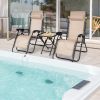 Pool Garden Patio Portable Zero Gravity Folding Reclining Lounge Chairs Table 3 Pieces Set