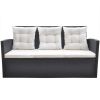 6 Piece Patio Dining Set with Cushions Poly Rattan Black