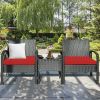 3 Pieces Outdoor Rattan Patio Conversation Set with Seat Cushions