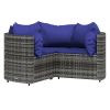 4 Piece Patio Lounge Set with Cushions Gray Poly Rattan