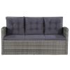 6 Piece Patio Lounge Set with Cushions Poly Rattan Gray