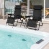 Pool Garden Patio Portable Zero Gravity Folding Reclining Lounge Chairs Table 3 Pieces Set