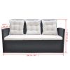 6 Piece Patio Dining Set with Cushions Poly Rattan Black