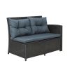 6-Piece Patio Furniture Set Outdoor Sectional Sofa with Glass Table, Ottomans for Pool, Backyard, Lawn