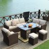 Direct Wicker 7 PCS PE Rattan Patio Garden Sofa Conversation Set with Cushions