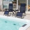 Pool Garden Patio Portable Zero Gravity Folding Reclining Lounge Chairs Table 3 Pieces Set