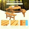 Circular Outdoor Wooden Picnic Table with Built-in Benches for Patio Backyard Garden; DIY; 1720lb Capacity; Natural/Gray