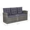 6 Piece Patio Lounge Set with Cushions Poly Rattan Gray