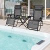 Pool Garden Patio Portable Zero Gravity Folding Reclining Lounge Chairs Table 3 Pieces Set