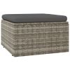 5 Piece Patio Lounge Set with Cushions Gray Poly Rattan