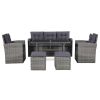 6 Piece Patio Lounge Set with Cushions Poly Rattan Gray