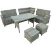 6-Piece Patio Furniture Set Outdoor Sectional Sofa with Glass Table, Ottomans for Pool, Backyard, Lawn