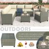 Patio Furniture Set, 5 Piece Outdoor Conversation Set, with Coffee Table, Cushions and Single Chair