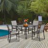 MEOOEM Patio Dining Set  Outdoor Furniture Bistro Metal Table Side Table and Metal Stackable Chairs;  Black